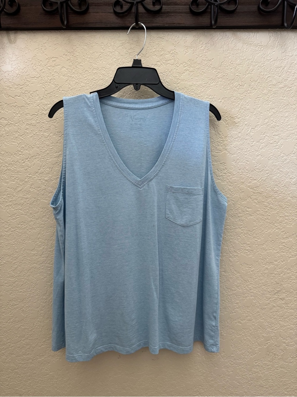 Natural Reflections Light Blue V-Neck Sleeveless Tank with Pocket